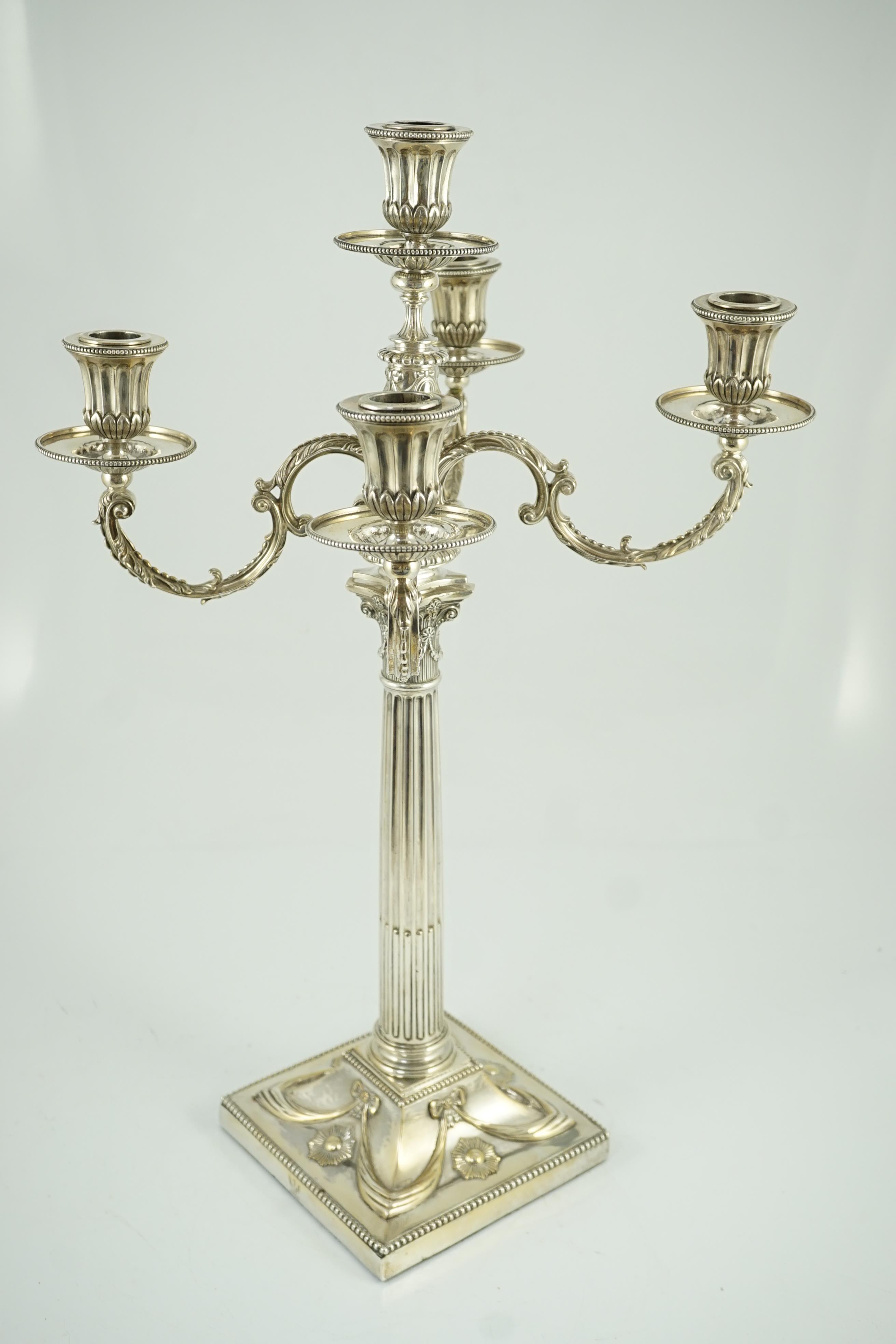 A good Victorian silver four branch, five light candelabrum, by R & S Garrard & Co